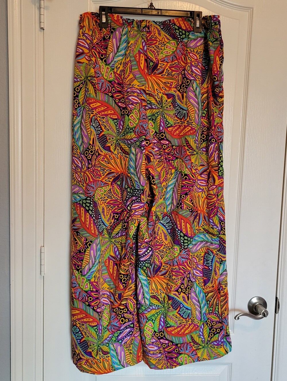 Live 4 Truth Vibrant Multicolor Leaf-Print Wide Leg Pants Women's XL with Pocket - Picture 2 of 7